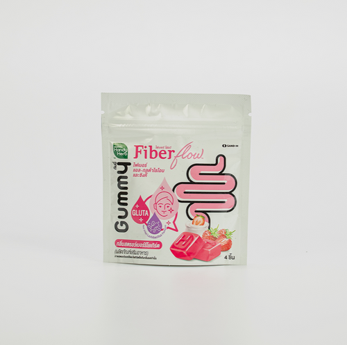 Fiber Flow Gummy Plus Gluta (Strawberry flavor) - 1 Box Set (6 Pack - 24pcs)