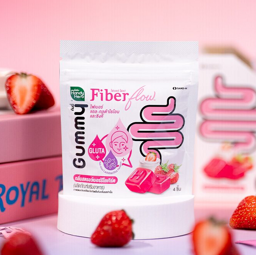 Fiber Flow Gummy Plus Gluta (Strawberry flavor) - 1 Box Set (6 Pack - 24pcs)