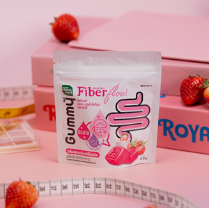 Fiber Flow Gummy Plus Gluta (Strawberry flavor) - 1 Box Set (6 Pack - 24pcs)