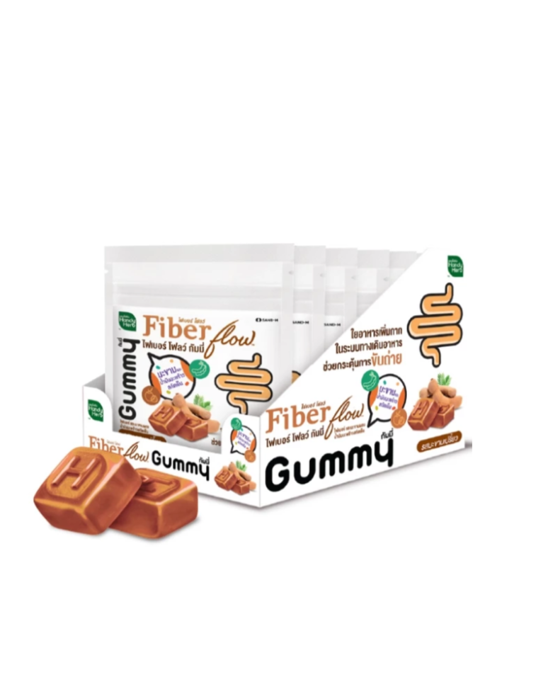 Fiber Flow Gummy - Fiber and Tamarind mixed with cold-pressed coconut oil (Sour tamarind flavor) - 1 Box Set (6 Pack - 24pcs)