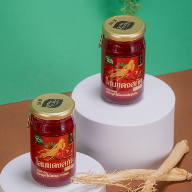 Ginseng Extract Drink Mixed with Collagen in Pomegranate Juice (65ml) - (1 pack of 6 bottles)