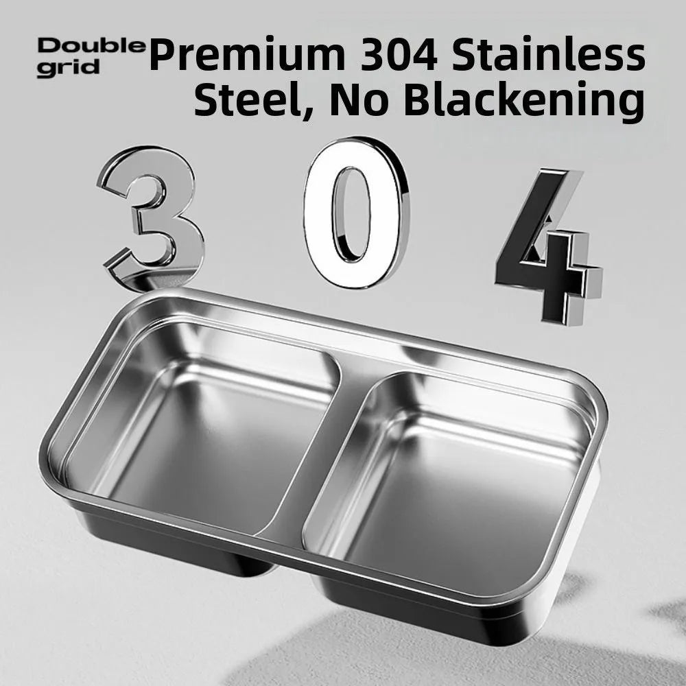 Stainless steel double bowl for cats and dogs on a stand