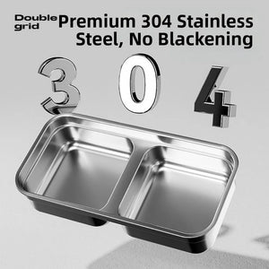 Stainless steel double bowl for cats and dogs on a stand