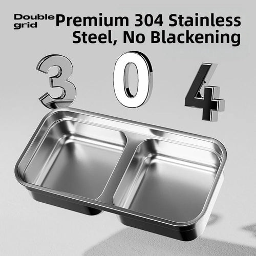 Stainless steel double bowl for cats and dogs on a stand