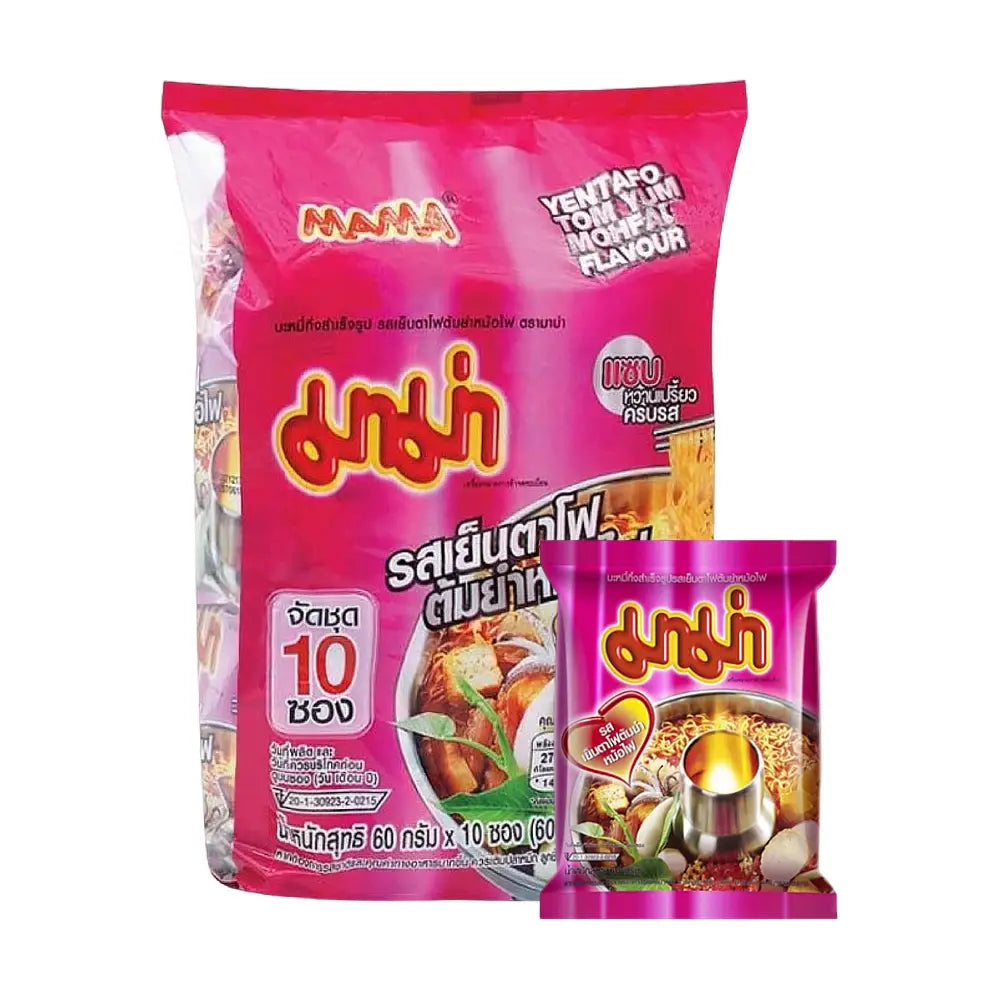 MAMA Instant Noodles Yentafo Tom Yum Mohfai Flavour (Pack 10)