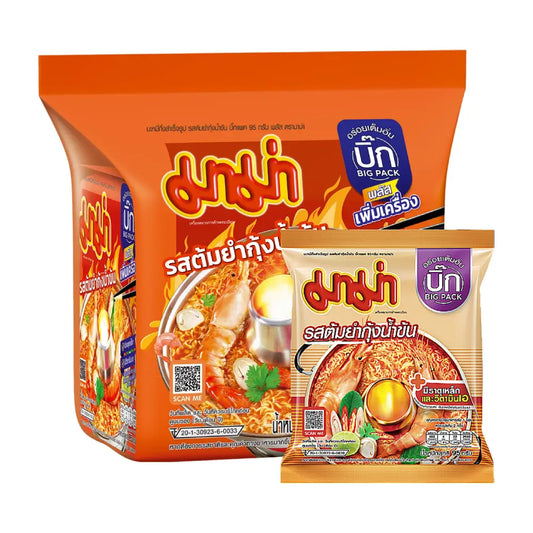 MAMA Big Pack Instant Noodles Shrimp Creamy Tom Yum Flavour 95g. (Pack 4)