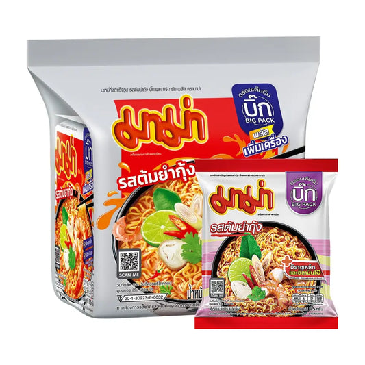 MAMA Big Pack Instant Noodles Shrimp Tom Yum Flavour 95g. (Pack 4)
