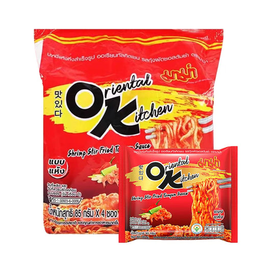 MAMA Dried Instant Noodles Oriental Kitchen Shrimp Stir Fried Tomyum Sauce Flavour (Pack 4)