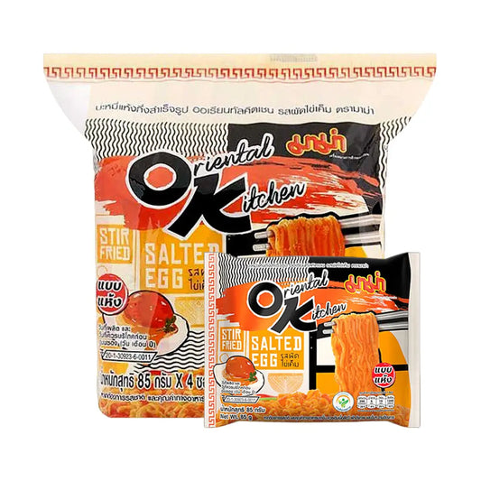 MAMA Dried Instant Noodles Oriental Kitchen Stir Fried Salted Egg Flavour (Pack 4)
