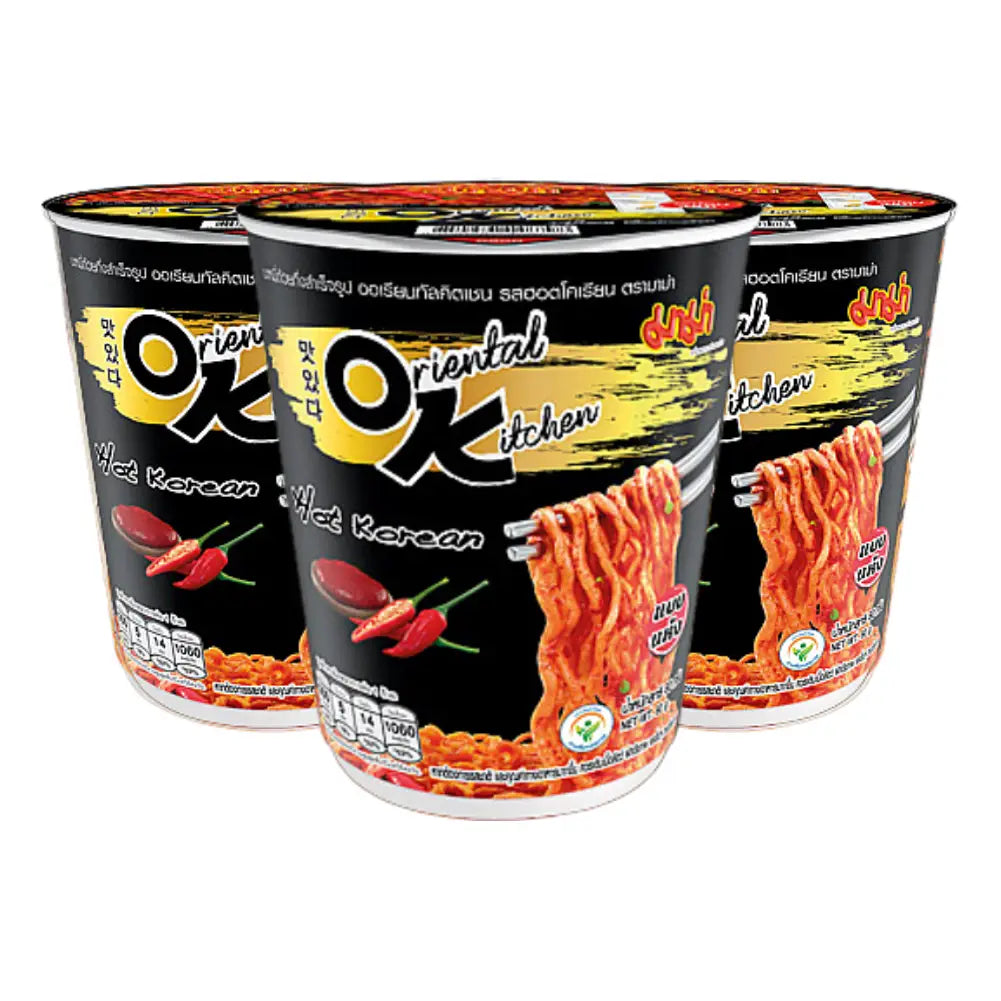 MAMA Instant Cup Dried Noodles Oriental Kitchen Hot Korean Flavour (Pack 3)