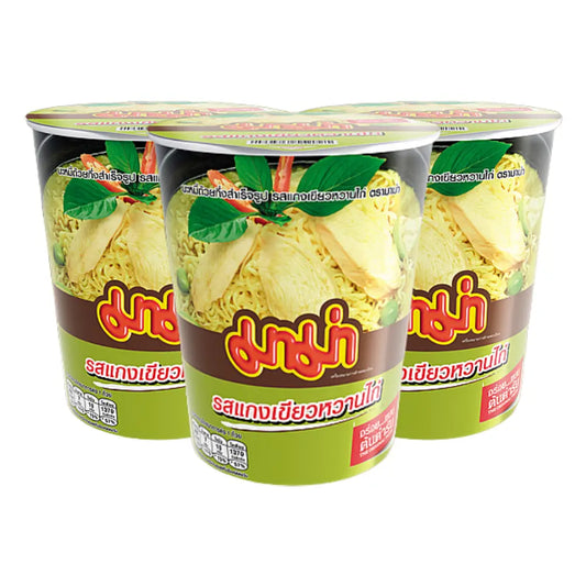 MAMA Instant Cup Noodles Chicken Green Curry Flavour (Pack 3)
