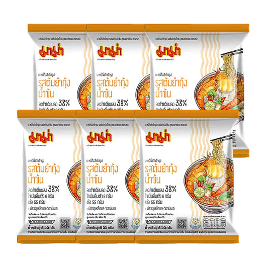 MAMA Less Soduim Instant Noodles Shrimp Creamy Tom Yum Flavour (Pack 6)