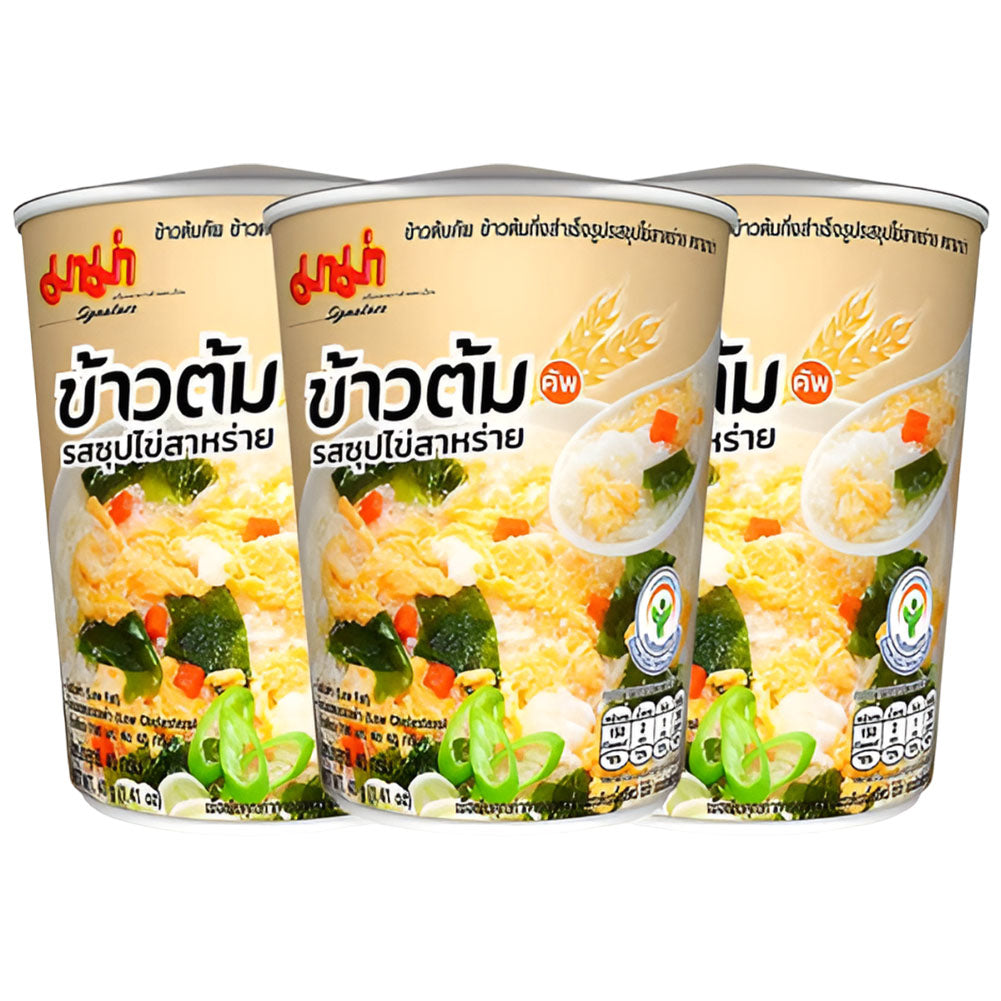 Mama Cup Instant Rice Soup Egg Seaweed Flavour 40g (Pack of 3 pcs)