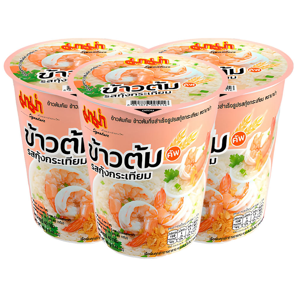 Mama Cup Instant Rice Soup Garlic Shrimp Flavour 40g (Pack of 3 pcs)