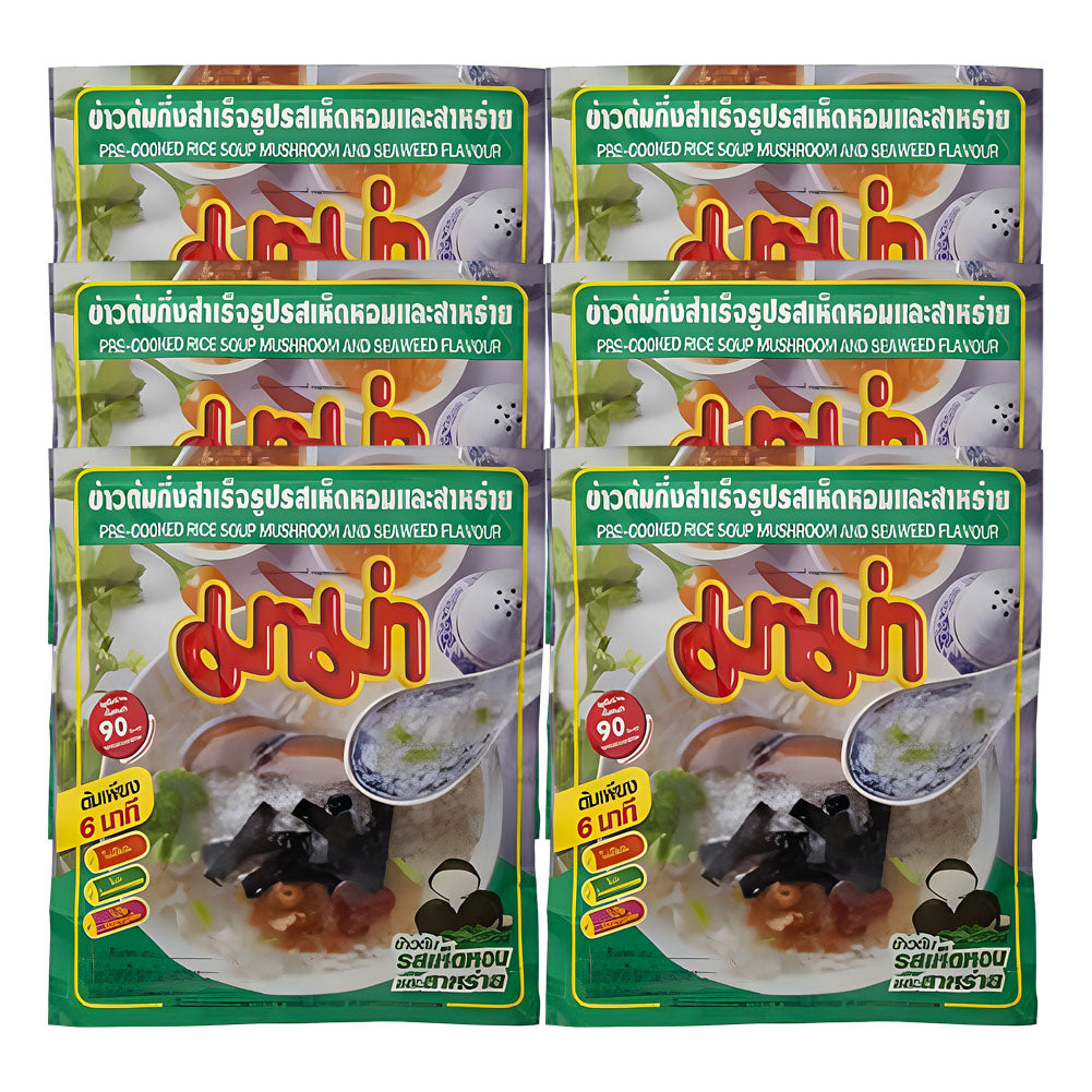 Mama Pre-Cooked Rice Soup Mushroom and Seaweed Flavour 50g (Pack of 6 pcs)