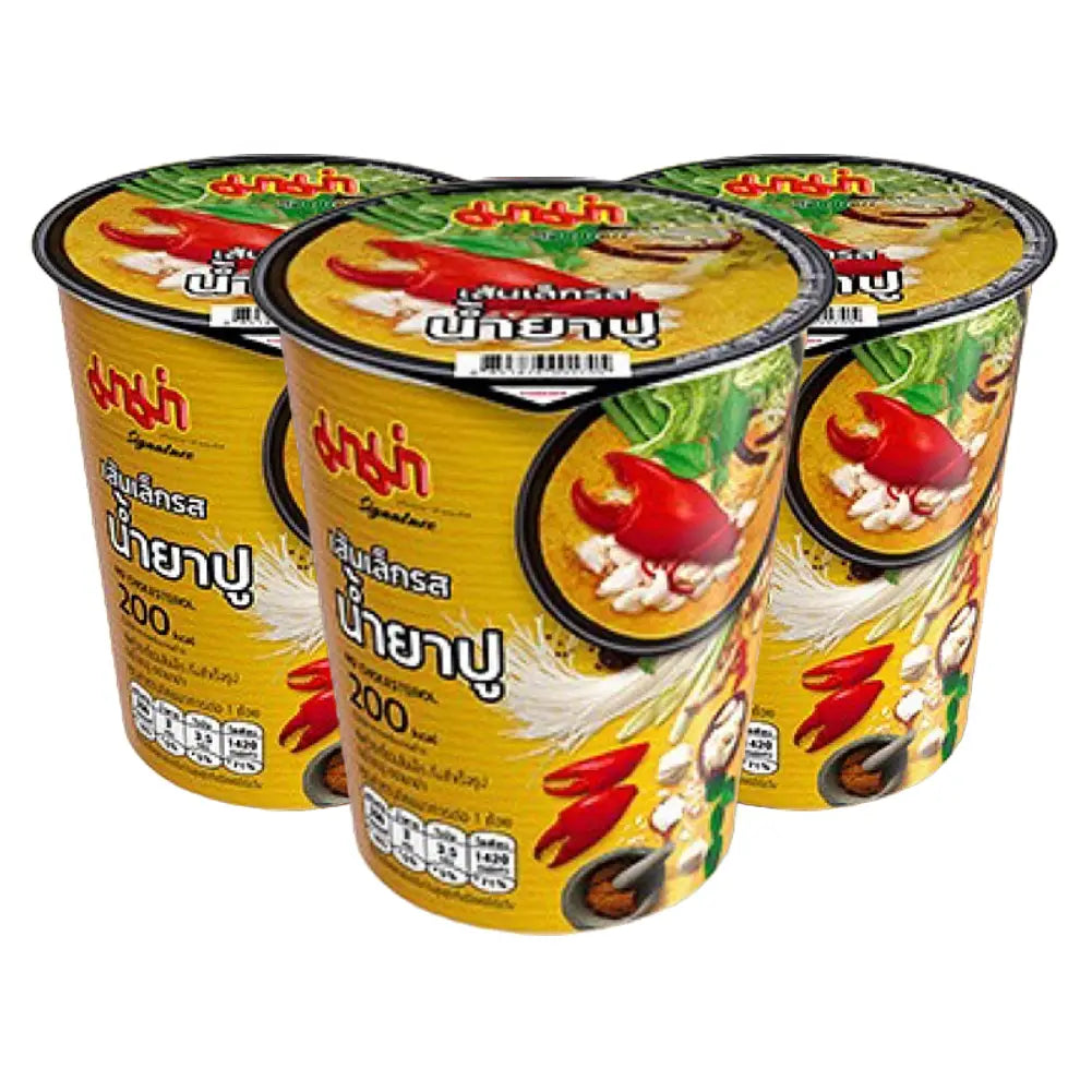 Mama Cup Instant Rice Noodles Crab Curry Flavour (Pack 3)