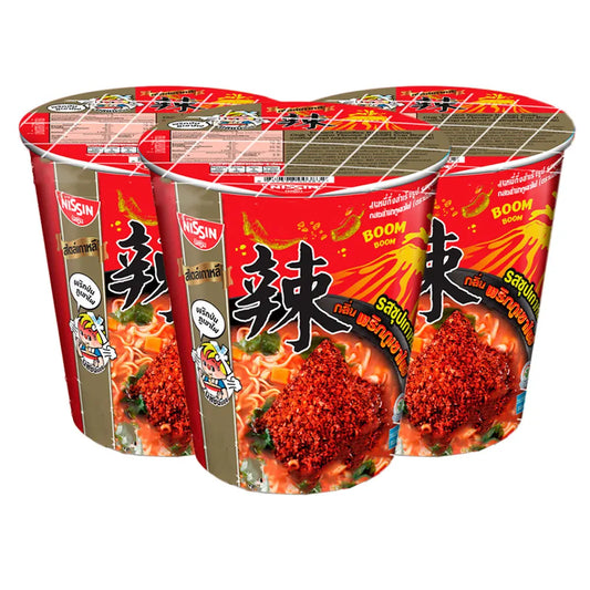 Nissin Cup Premium Instant Noodles Korean Soup Chili Volcano Flavour 68g (Pack of 3 pcs)