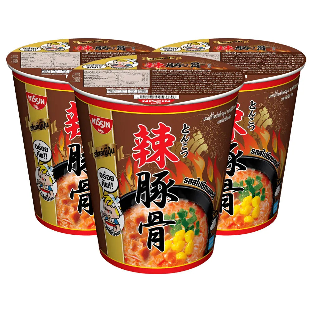 Nissin Cup Premium Instant Noodles Spicy Tonkotsu Flavour 70g (Pack of 3 pcs)
