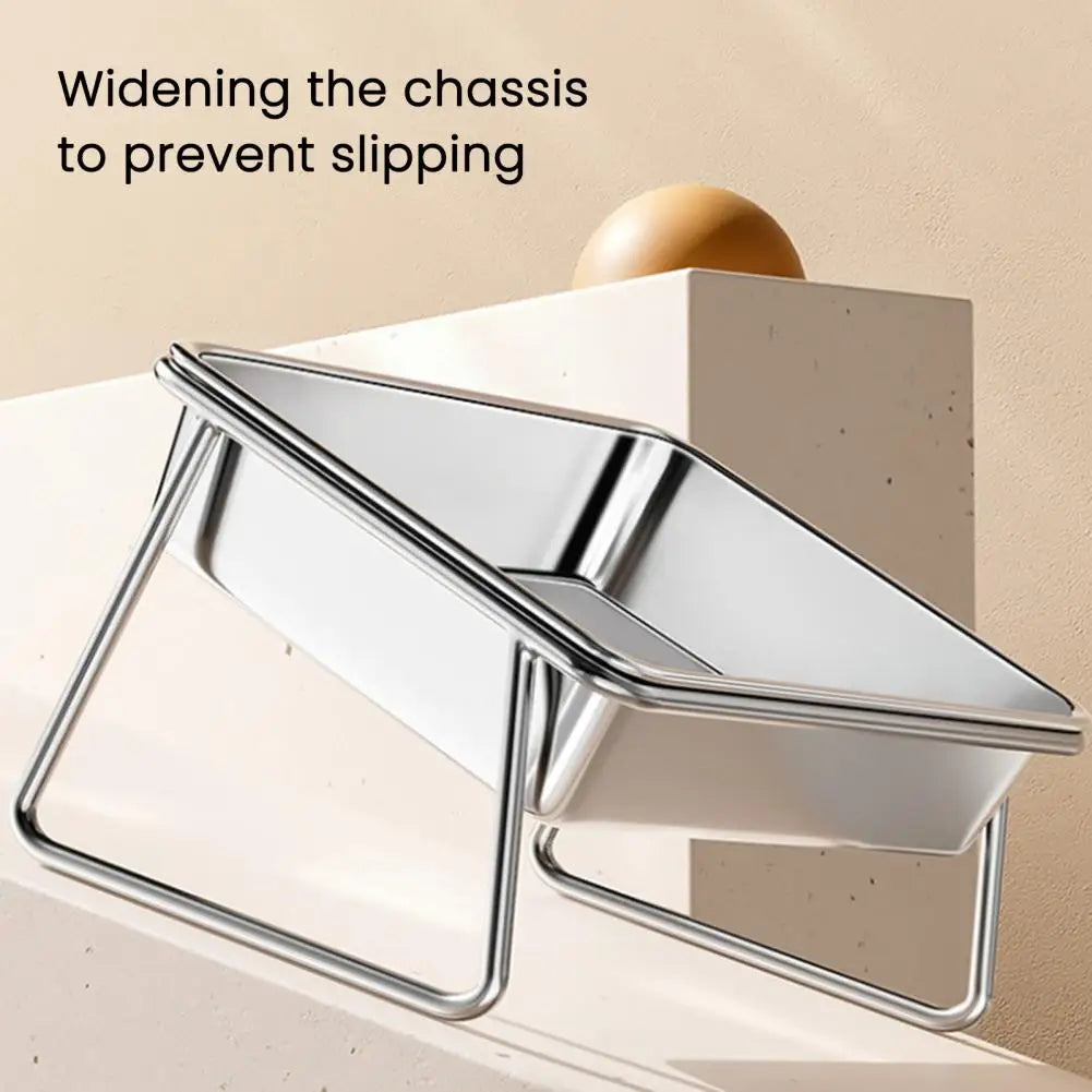 Stainless steel bowl for cats and dogs on a stand