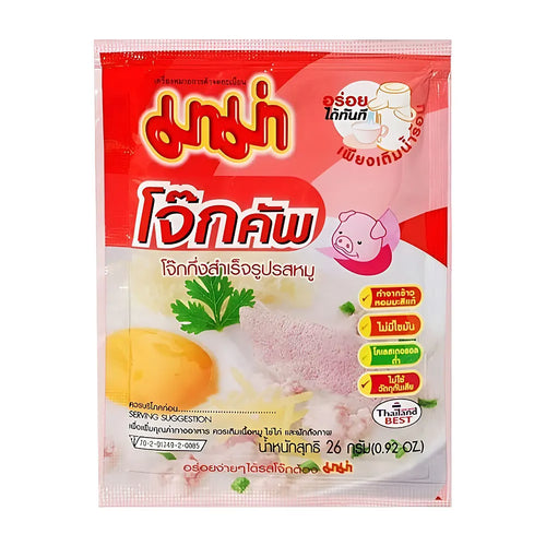 Mama Rice Porridge Jok Cup (Congee) Pork Flavour 26g (Pack of 6 pieces)