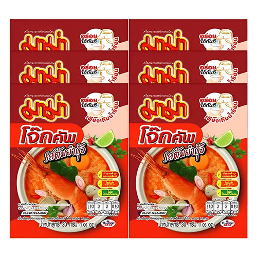 Mama Rice Porridge Jok Cup (Congee) Shrimp Tom Yum Flavour 30g (Pack of 6 pieces)