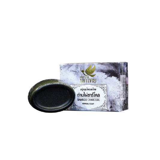 Nok Thai Bamboo Charcoal Herbal Soap | Prevent Acne and Rashes (100 g)