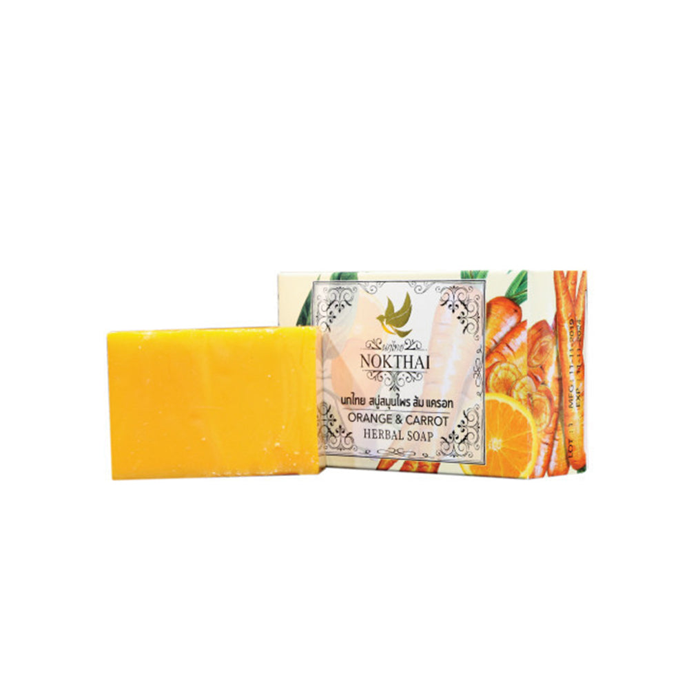 Nok Thai Orange Carrot Herbal Soap | Remove Dirt and Residue (100 g)