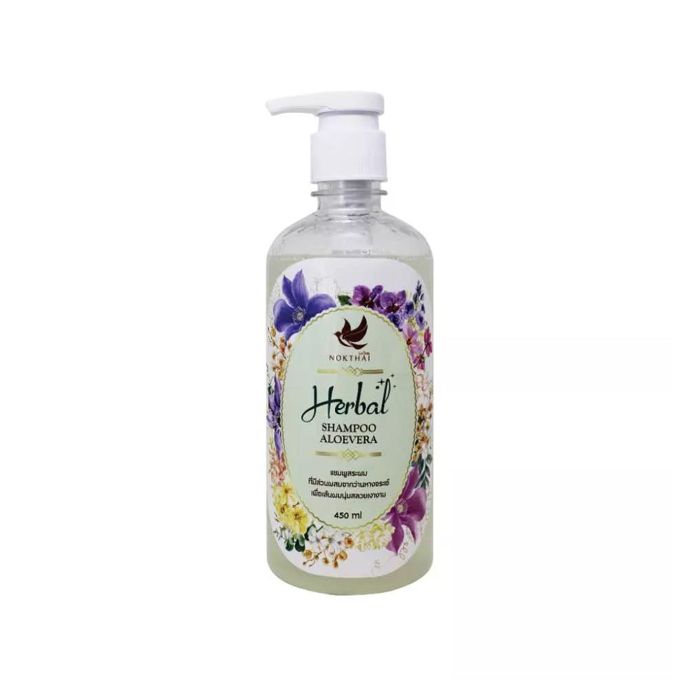 Nok Thai Herbal Shampoo Aloe Vera | Prevent Hair from Pollution (450 ml)